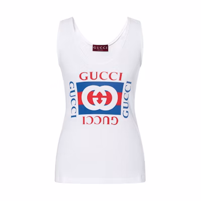 (Women) Gucci Logo White Sleeveless Tank Top 790344-XJGL4-9474