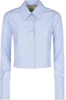 (Women) Gucci Long Sleeve Blue Pinstripe Shirt 771943-ZAPKA-4305 (Women) Gucci Long Sleeve Blue Pinstripe Shirt 771943-ZAPKA-4305