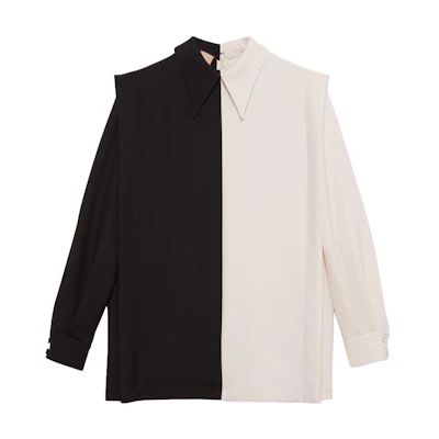 (Women) Gucci Love Parade 2023 Pre-Spring Colorblock Zip-Up Sunscreen Shirt Black/White 722213-ZALNN-9248