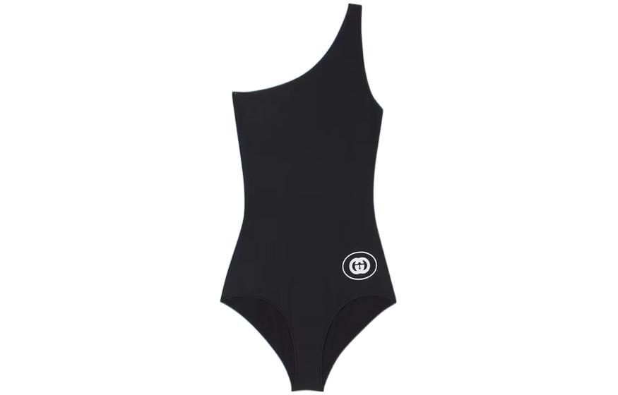 (Women) GUCCI Love Parade Black Logo Print One-Piece Bikini Swimsuit for Women. 688997-XHAEV-1070