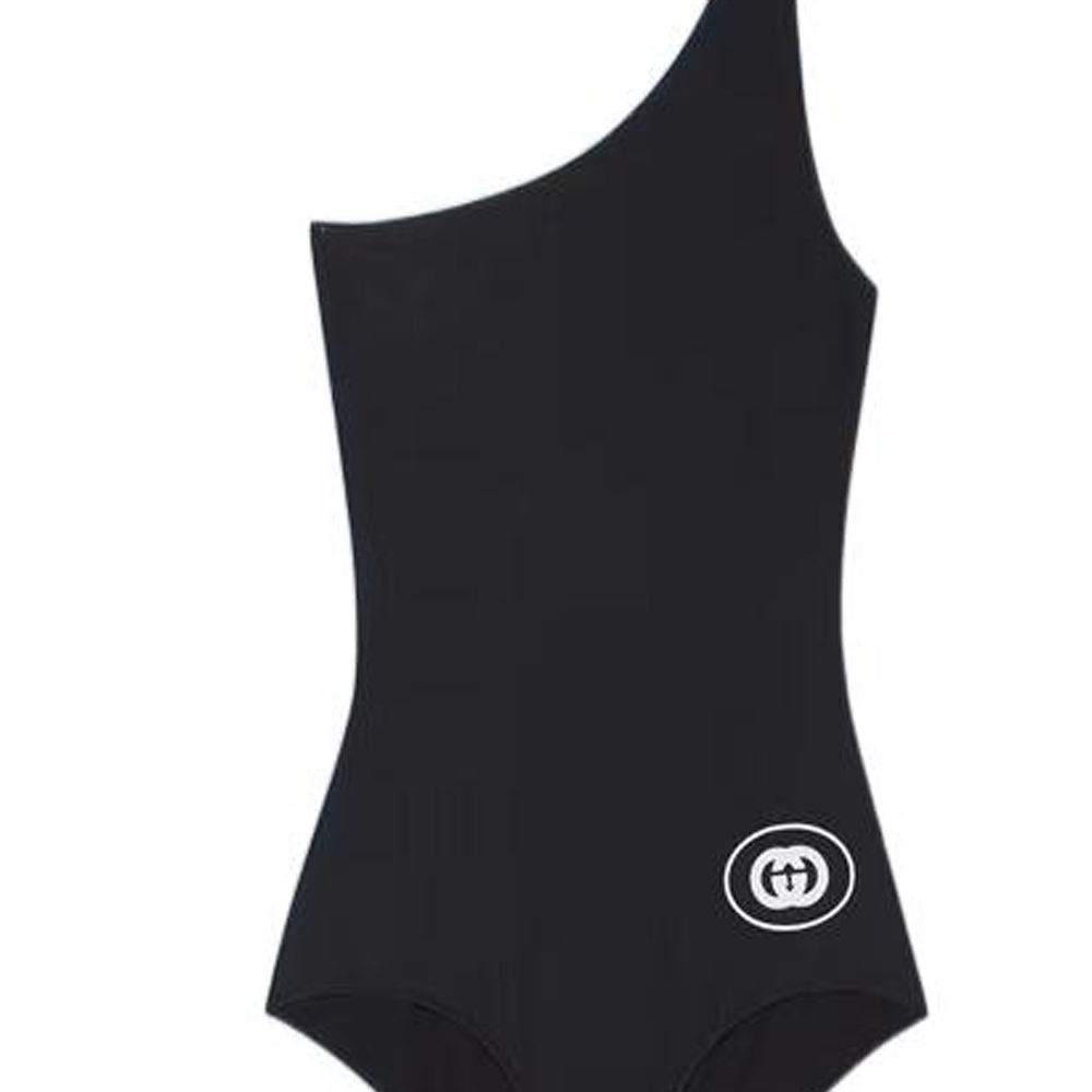 Sizing (W) GUCCI Love Parade 黑色Logo印花女士连体泳衣泳装 688997-XHAEV-1070