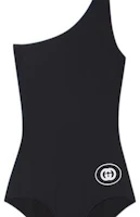 Sizing (W) GUCCI Love Parade Baju Renang One-Piece Wanita Hitam dengan Logo. 688997-XHAEV-1070