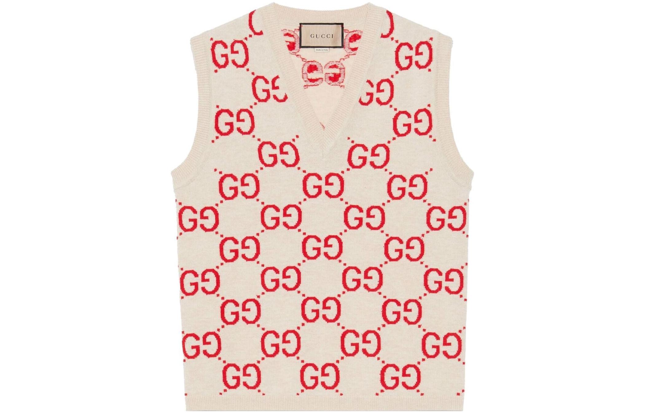 (Women) Gucci Love Parade DSM Exclusive SS22 GG Jacquard Knit Vest White 692908-XKCC5-9118