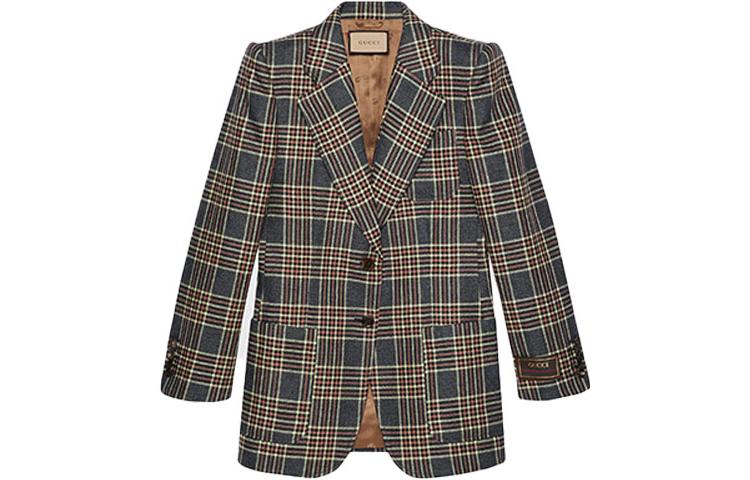 (Women) Gucci Love Parade FW22 Blue Plaid Single-Breasted Blazer 697434-ZAI20-4447