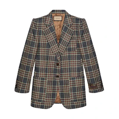 (Women) Gucci Love Parade FW22 Blue Plaid Single-Breasted Blazer 697434-ZAI20-4447