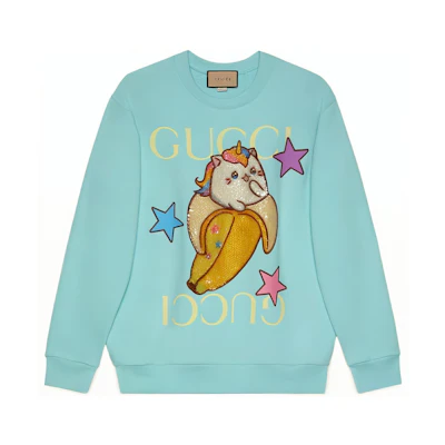 (Women) Gucci Love Parade FW22 Blue Sweatshirt with Cartoon Print 617964-XJEGL-4628