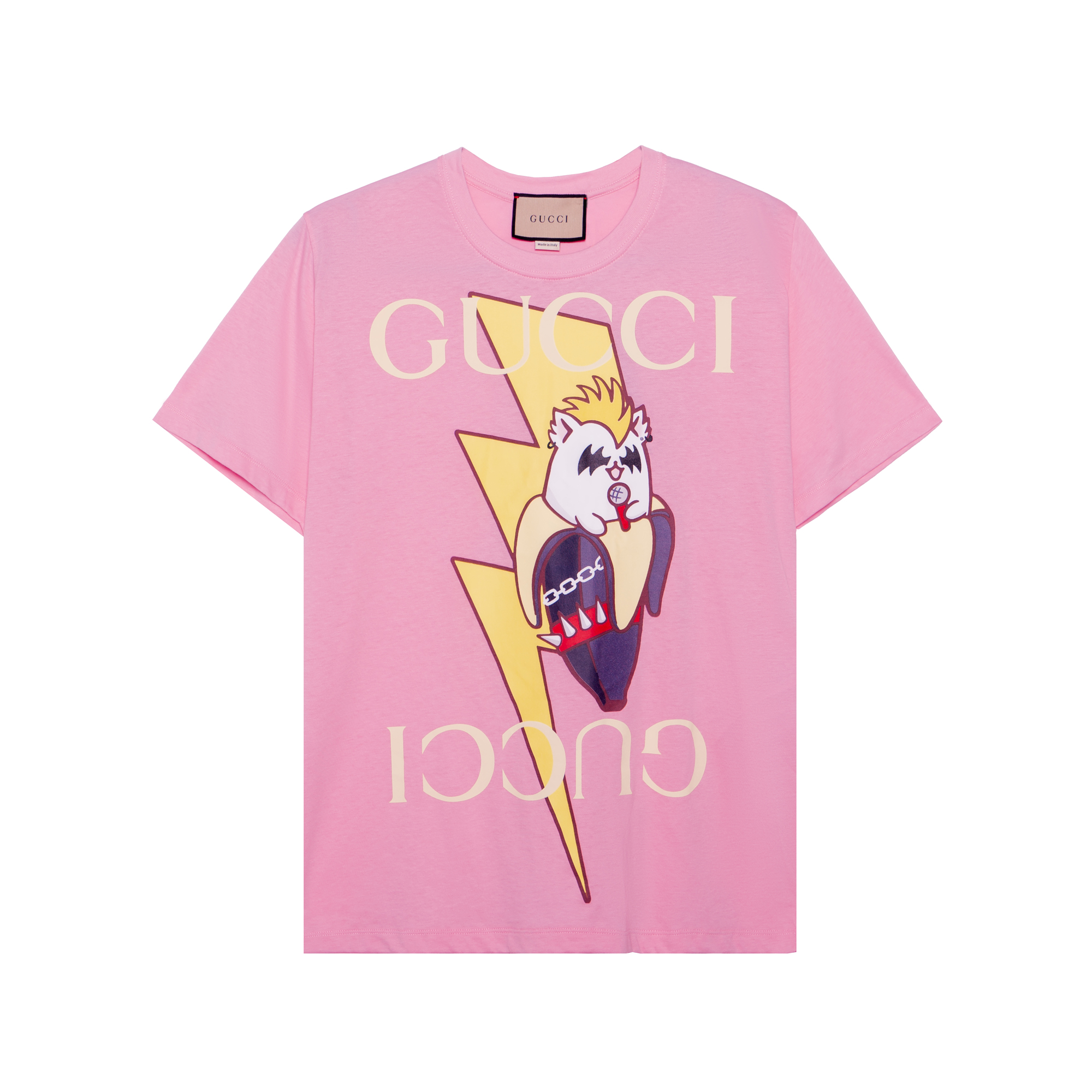 (Women) Gucci Love Parade FW22 Pink Cat & Banana Print T-Shirt 615044-XJD8Z-5904
