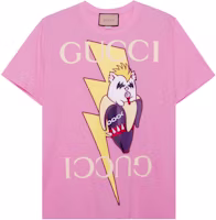 (Women) Gucci Love Parade FW22 Pink Cat & Banana Print T-Shirt 615044-XJD8Z-5904 (Women) Gucci Love Parade FW22 Pink Cat & Banana Print T-Shirt 615044-XJD8Z-5904