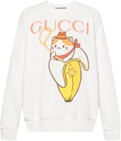 (Women) Gucci Love Parade FW22 White Logo Cat Print Sweatshirt 617964-XJEGP-9095 (Women) Gucci Love Parade FW22 White Logo Cat Print Sweatshirt 617964-XJEGP-9095
