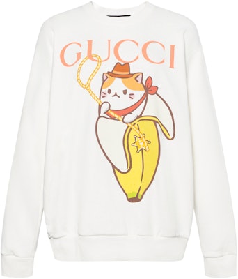 (W) Gucci Love Parade FW22 Logo Putih Baju Sweatshirt Cetakan Kucing. 617964-XJEGP-9095 Buy (W) Gucci Love Parade FW22 Logo Putih Baju Sweatshirt Cetakan Kucing. 617964-XJEGP-9095