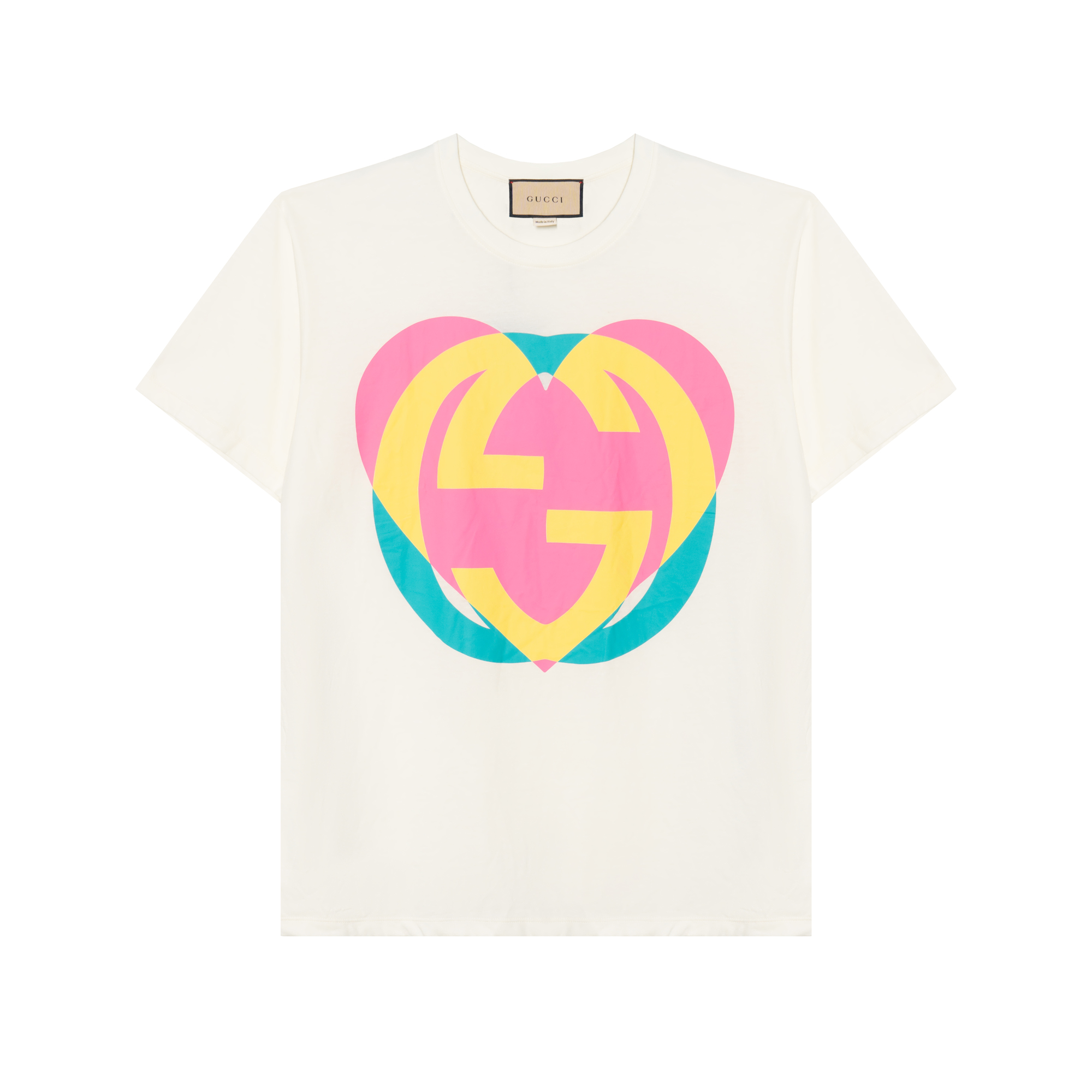 (Women) Gucci Love Parade Heart Print Double G Cotton T-Shirt White SS22 615044-XJD63-9070