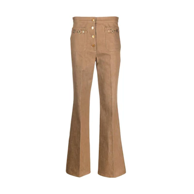 (Women) Gucci Love Parade Khaki Buttoned Wide-Leg Pants 689098-XDBW1-2226