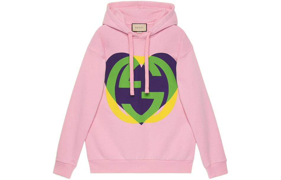 (Women) Gucci Love Parade SS22 Interlocking Double G Heart Hoodie Pink 615061-XJD6Z-5904