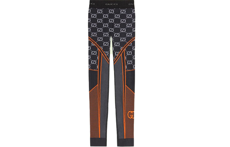 (Women) Gucci Love Parade SS22 Mid-Rise Slim Fit GG Knit Jacquard Leggings Women Black 689203-XJEFV-1117