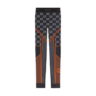 (Women) Gucci Love Parade SS22 Mid-Rise Slim Fit GG Knit Jacquard Leggings Women Black 689203-XJEFV-1117