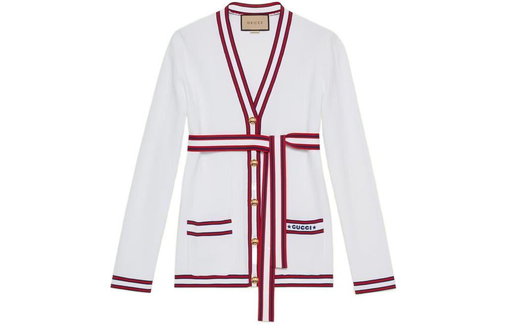 (Women) Gucci Love Parade SS22 Striped Letter Knit Top Women’s White 691714-XKCAV-9692