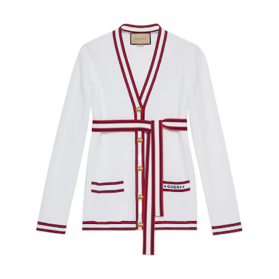 (Women) Gucci Love Parade SS22 Striped Letter Knit Top Women’s White 691714-XKCAV-9692