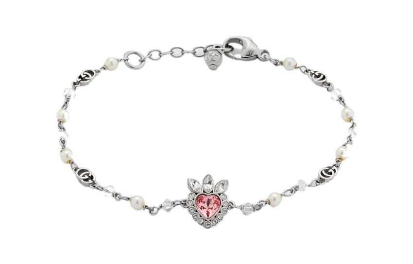 Order (W) GUCCI Lovelight系列雙G水晶愛心手鍊銀色 女款 661399-I7125-8519