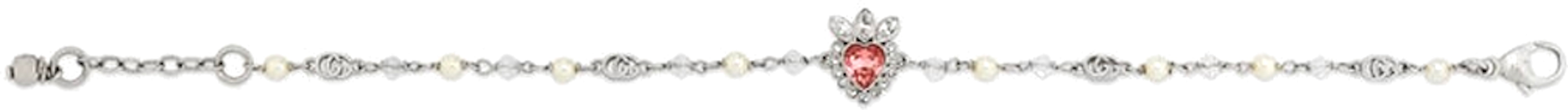 (Women) GUCCI Lovelight Series Double G Crystal Heart Bracelet Silver for Women. 661399-I7125-8519 Lookbook (Women) GUCCI Lovelight Series Double G Crystal Heart Bracelet Silver for Women. 661399-I7125-8519