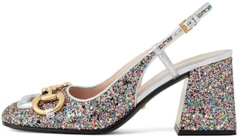 (Women) Gucci Lovelight Slingback Mid-Heel With Horsebit 707702-KSP20-8461 (Women) Gucci Lovelight Slingback Mid-Heel With Horsebit 707702-KSP20-8461