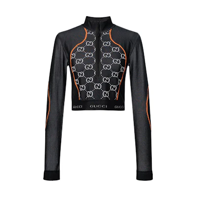 (Women) Gucci Lovelight SS22 Black Cropped Knit Top for Women 689201-XJEFU-1117