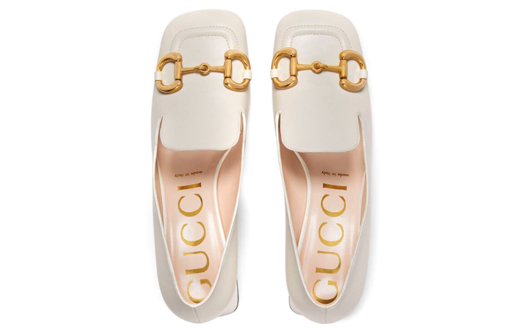 Lookbook (W) Gucci Tacón Bajo con Horsebit 'Cuero Blanco' 658268-1W600-9022