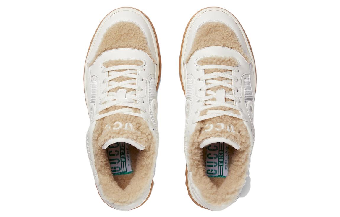 Lookbook GUCCI古馳 皮革 圓頭繫帶 低筒 休閒生活鞋 女款 白色