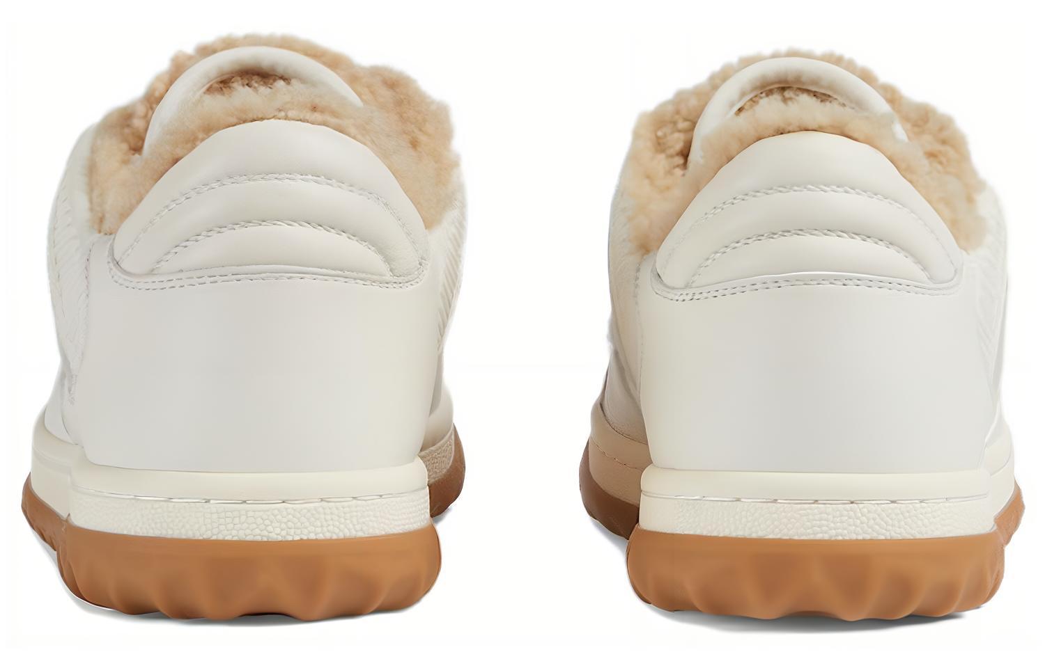 Shop GUCCI古馳 皮革 圓頭繫帶 低筒 休閒生活鞋 女款 白色