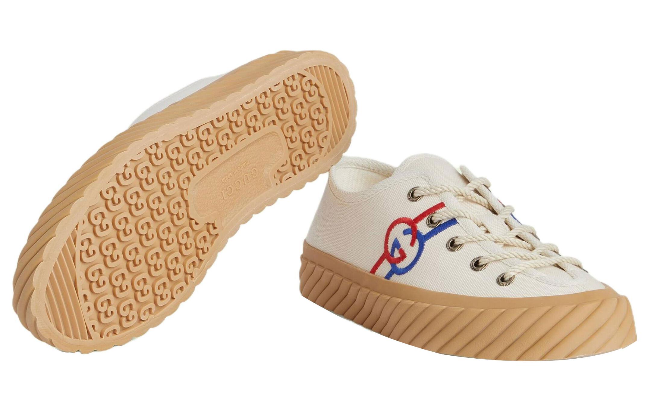 Details for GUCCI古馳 棉布 繫帶低筒 時尚運動鞋 女款 米色