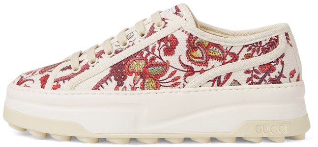 GUCCI古馳 台灣新年 彩織 花卉印花 低筒 帆布鞋 女款 白紅色 Buy GUCCI古馳 台灣新年 彩織 花卉印花 低筒 帆布鞋 女款 白紅色