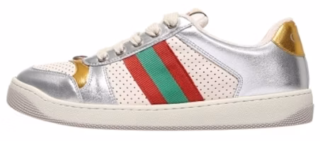 (Women) Gucci Screener Metallic Calfskin Web 'Silver Gold' 701103-AACEG-8143 (Women) Gucci Screener Metallic Calfskin Web 'Silver Gold' 701103-AACEG-8143