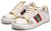 Lookbook (W) Gucci Screener Kulit Anak Lembu Metalik 'Perak Emas' 701103-AACEG-8143