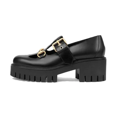 (W) Gucci Lug Horsebit 30mm Platform Loafer 'Black'