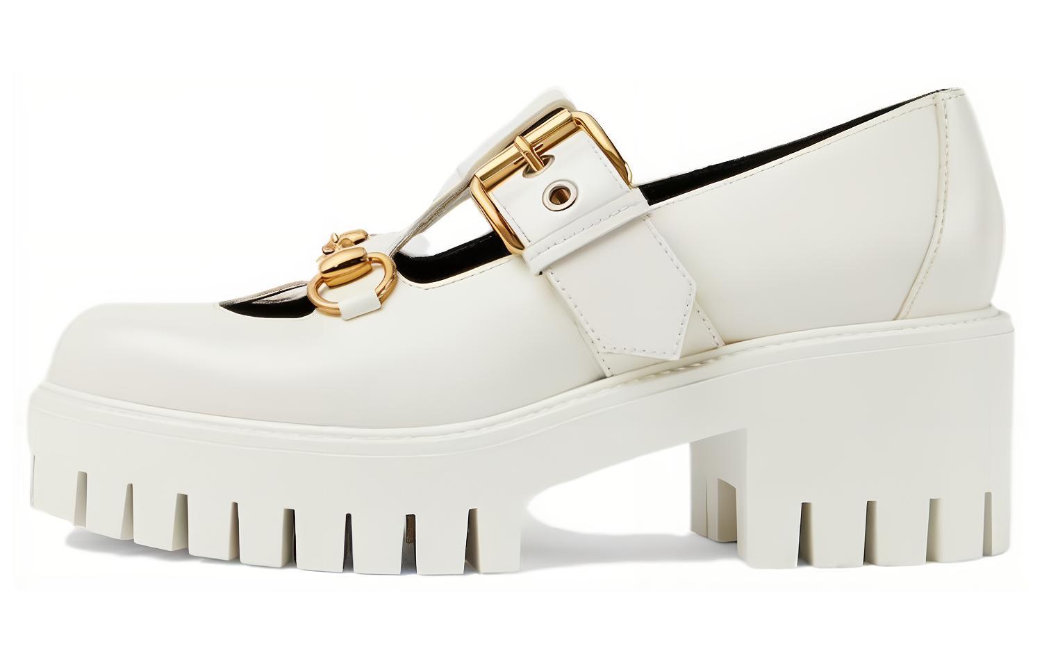 (W) Gucci Lug Horsebit 30mm Platform Loafer 'White'