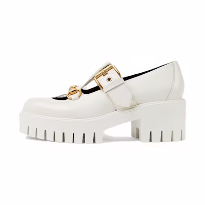 (W) Gucci Lug Horsebit 30mm Platform Loafer 'White'
