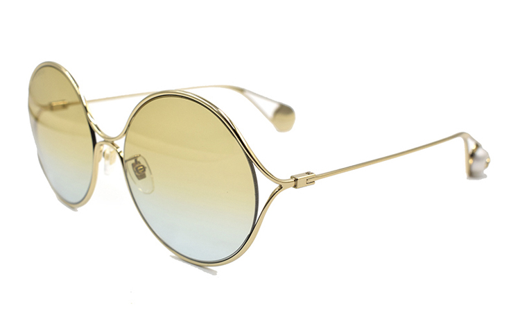 (Women) GUCCI Luxe Pearl-Embellished Double G Metal Sunglasses Gold Round Shape Women GG0253SA-005 圖 2