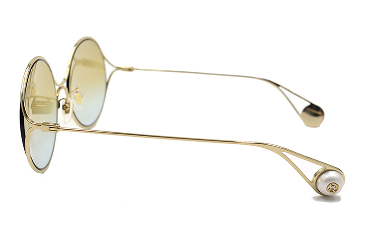 (Women) GUCCI Luxe Pearl-Embellished Double G Metal Sunglasses Gold Round Shape Women GG0253SA-005 圖 4