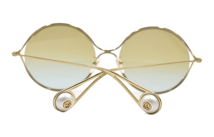(Women) GUCCI Luxe Pearl-Embellished Double G Metal Sunglasses Gold Round Shape Women GG0253SA-005 圖 5