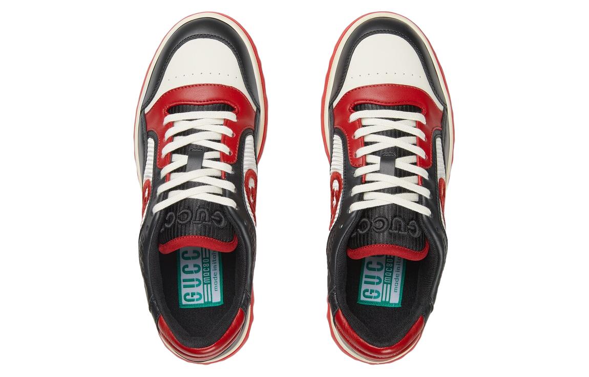 Shop GUCCI古馳 MAC80 皮革 圓頭繫帶 低筒 帆布鞋 女款 黑色