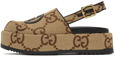 (Women) Gucci Macro GG Canvas 'Brown Buckle Platform' 694850-UKO30-2590 (Women) Gucci Macro GG Canvas 'Brown Buckle Platform' 694850-UKO30-2590