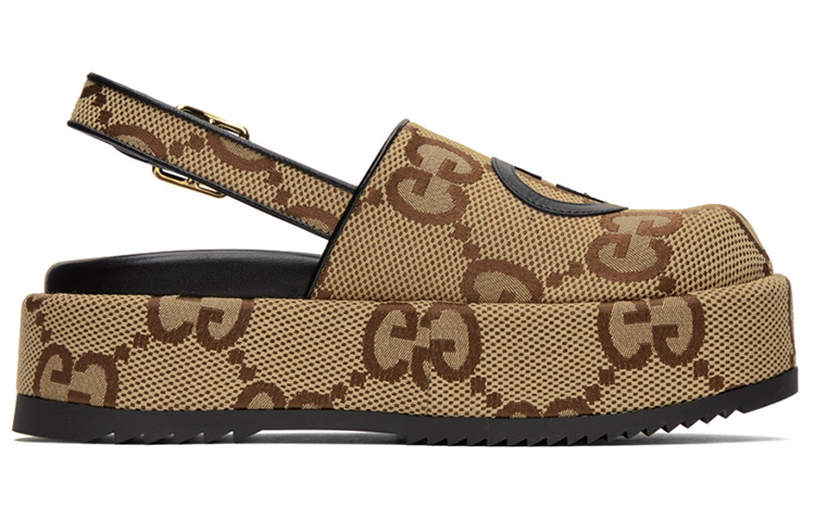 (W) Gucci Macro GG Canvas 'Brown Buckle Platform' 圖 2