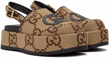 Lookbook GUCCI古馳 Macro GG 帆布 搭扣 平跟 厚底鞋 女款 棕色