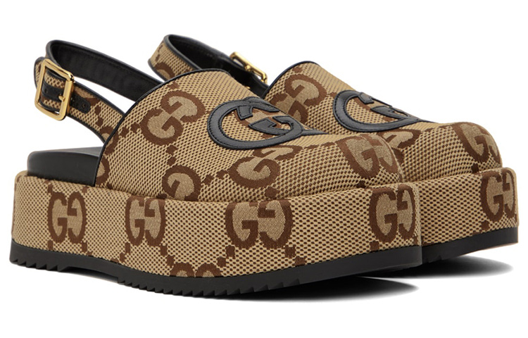 (W) Gucci Macro GG Canvas 'Brown Buckle Platform' 圖 3