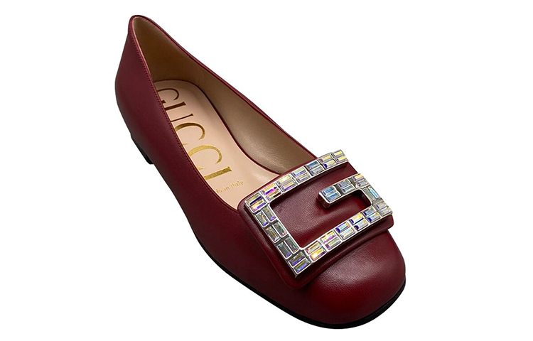 Order (W) Gucci Madelyn Crystal G 'Kulit Merah Gelap' 551434-C9D00-6438