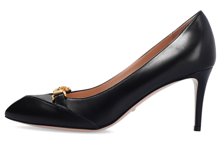 (W) Gucci Malaga High Heel 'Black with Metal Logo'