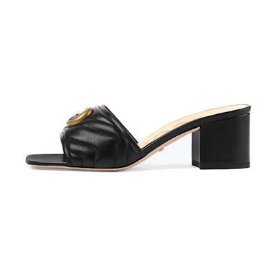 (W) Gucci Marmont Double G Chunky slide sandal 'Black'