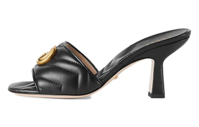 (Women) Gucci Marmont Double G slide sandal 'Black'