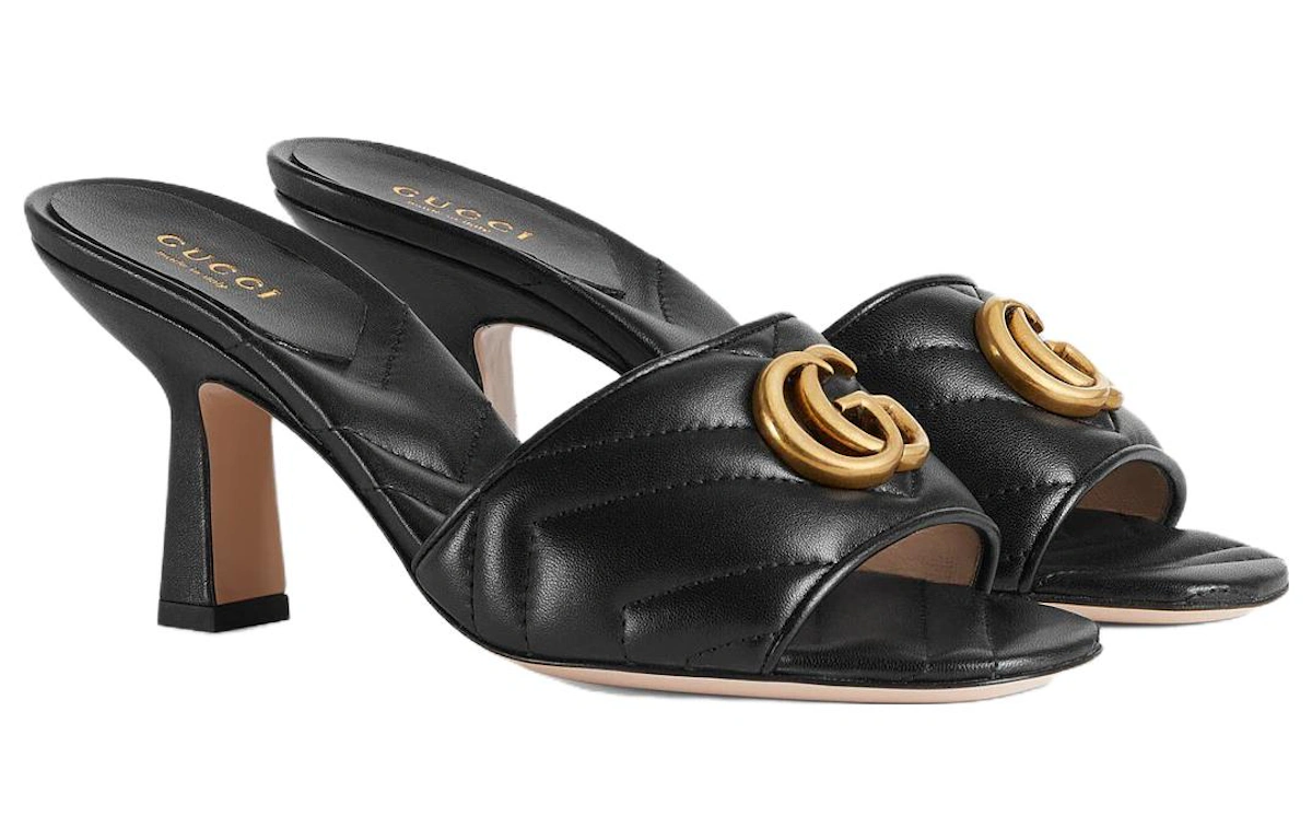 (Women) Gucci Marmont Double G slide sandal 'Black'