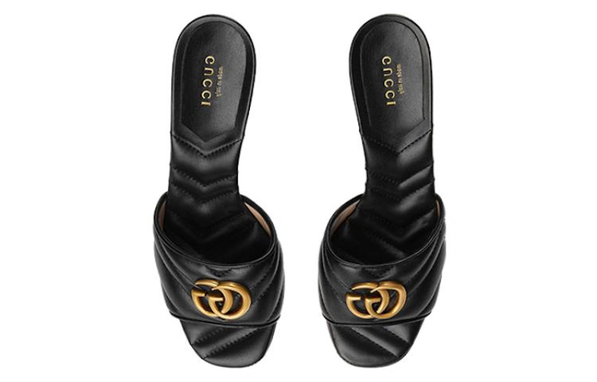 (Women) Gucci Marmont Double G slide sandal 'Black'