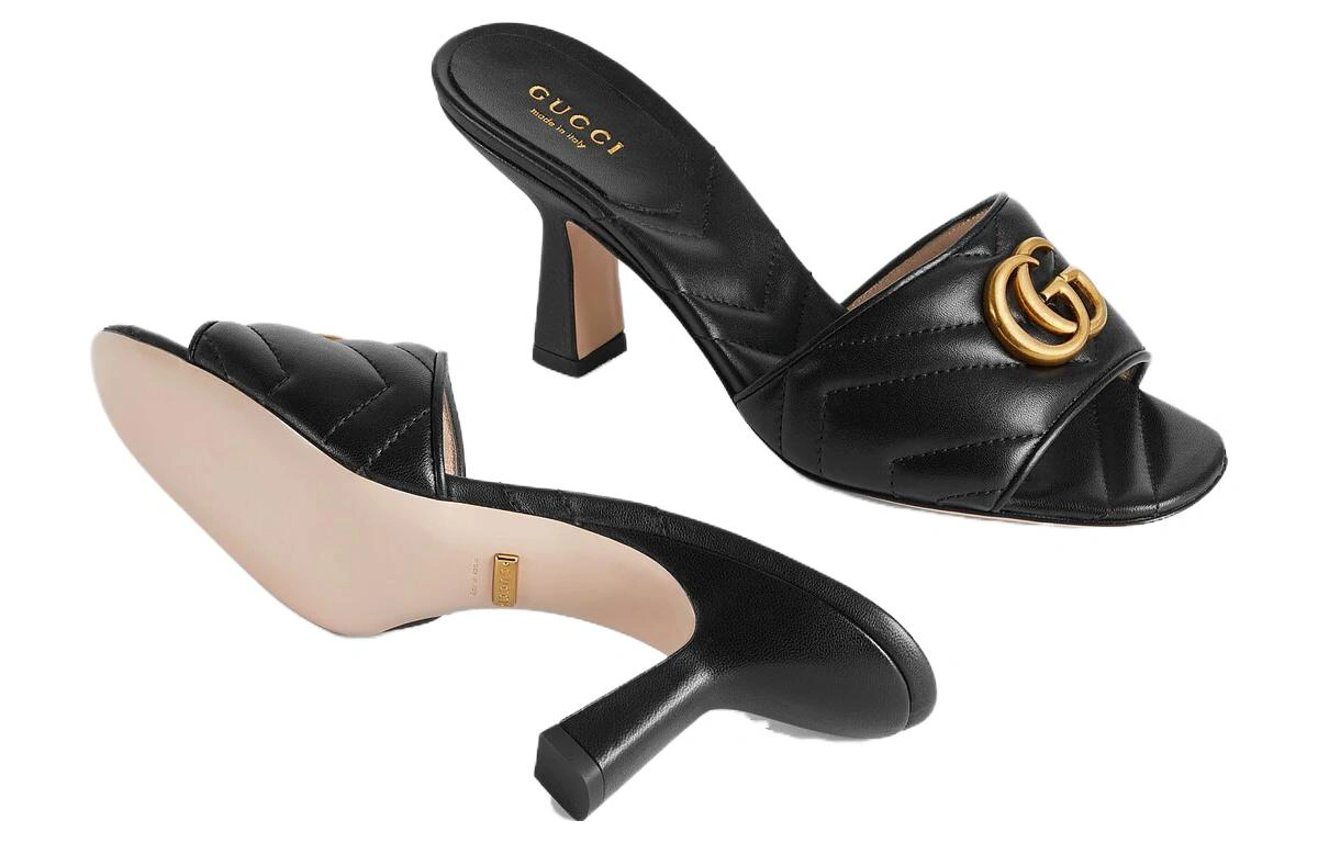 (Women) Gucci Marmont Double G slide sandal 'Black'